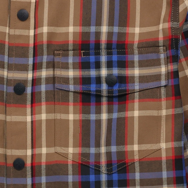 Tilley Tuff Work Shirt for Men with Chest Pockets in Tan Plaid Twill - 3X-Large