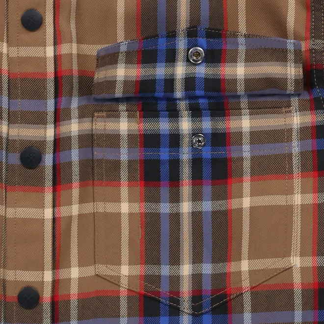 Tilley Tuff Work Shirt for Men with Chest Pockets in Tan Plaid Twill - 3X-Large