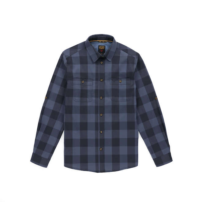 Tilley Tuff Work Shirt for Women with Chest Pockets in Blue Plaid Cotton - Large