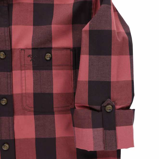 Tilley Tuff Work Shirt for Women with Chest Pockets in Rose Mesa Plaid Cotton - Small