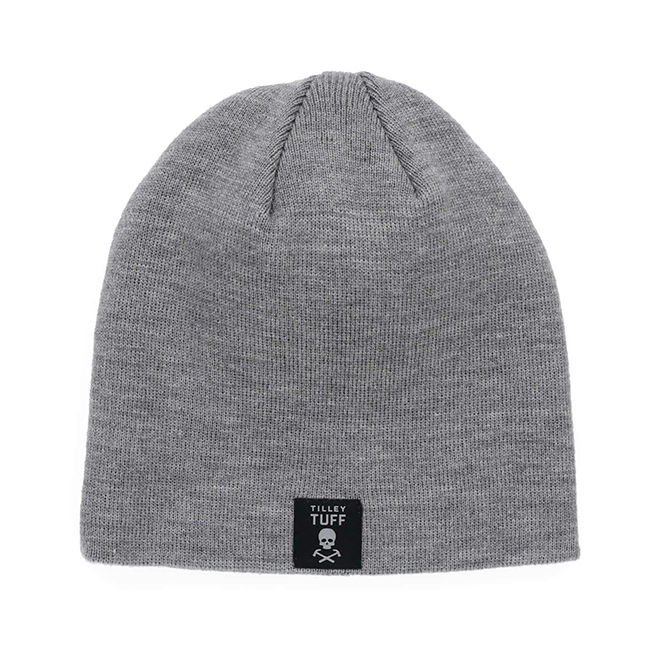 Tilley Tuff Knit Beanie for Men in Charcoal with Reflective Logo - One Size