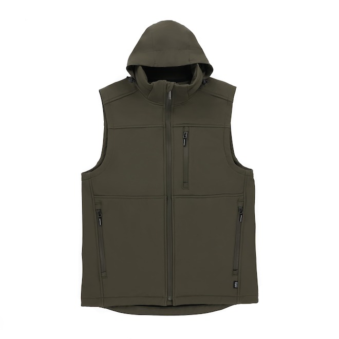 Tilley Tuff Sleeveless Vest for Men with Mock Neck in Olive Microfleece - Large