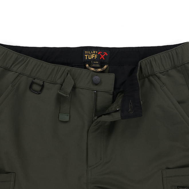 Tilley Tuff Cargo Work Pants for Men in Olive Nylon - 34 x 34