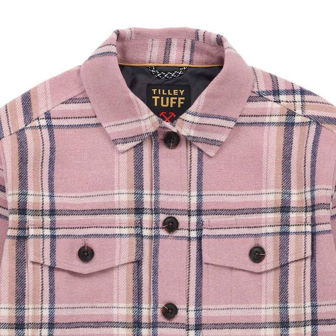 Tilley Tuff Shacket for Women in Pink Plaid Polyester - 2X-Large