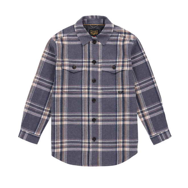 Tilley Tuff Shacket for Women in Blue and Greige Plaid Polyester - Large