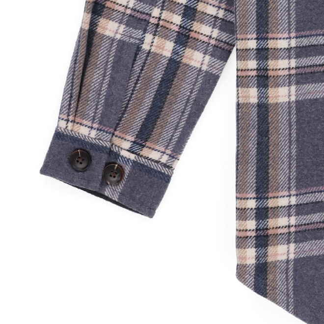 Tilley Tuff Shacket for Women in Blue and Greige Plaid Polyester - Large