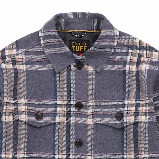 Tilley Tuff Shacket for Women in Blue and Greige Plaid Polyester - X-Large