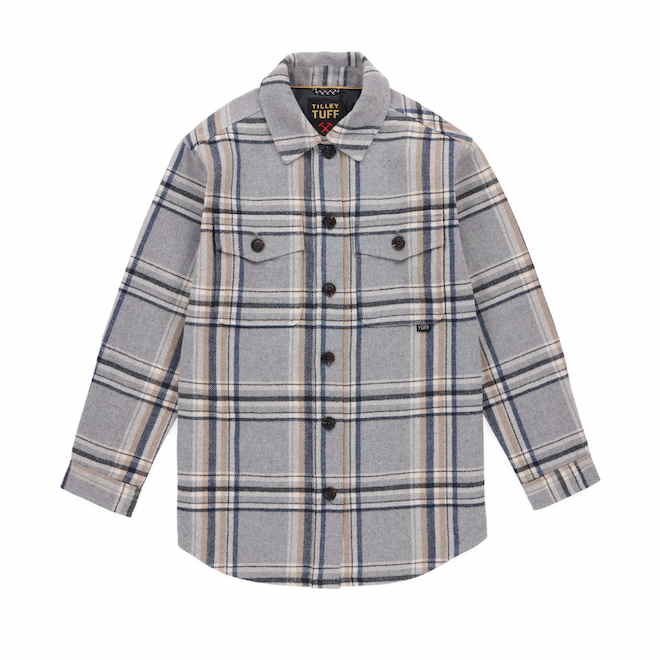 Tilley Tuff Shacket for Women in Grey Mix Plaid Polyester - Large