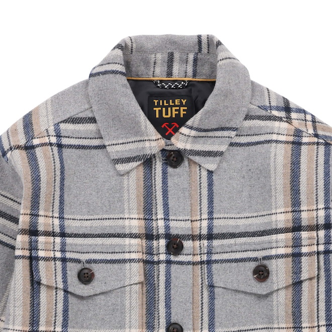 Tilley Tuff Shacket for Women in Grey Mix Plaid Polyester - Large