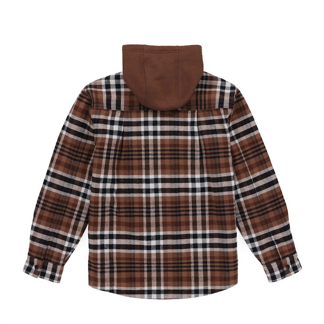 Tilley Tuff Hooded Shacket for Men in Light Tan Cotton Lined Flannel - Small