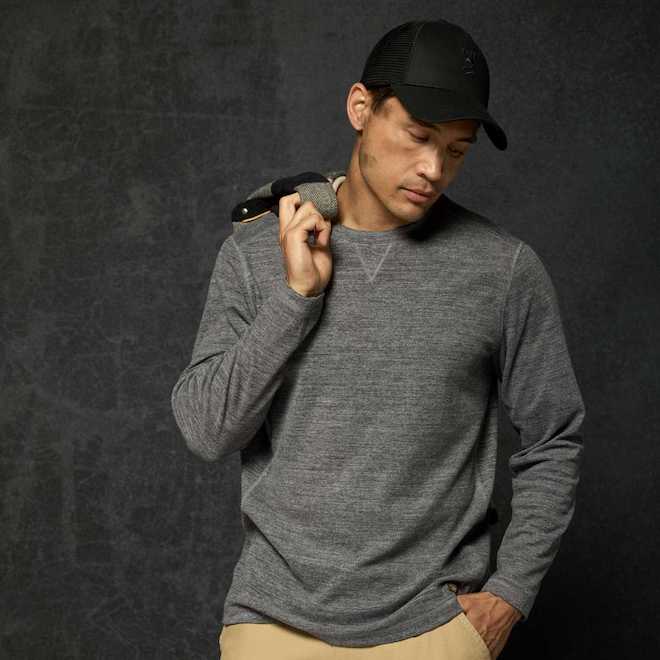 Tilley Tuff Long-Sleeved T-Shirt for Men in Grey Jersey - Medium