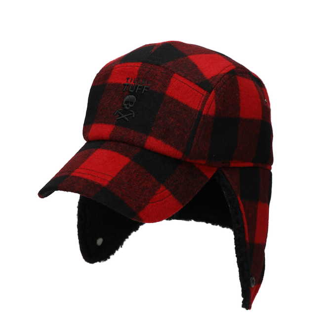 Tilley Tuff Winter Cap for Men in Red and Black Plaid Wool - Large/X-Large