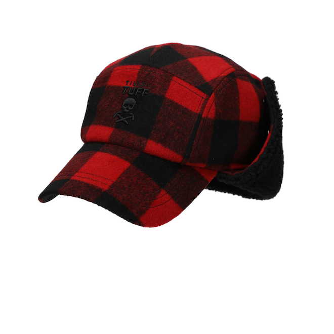 Tilley Tuff Winter Cap for Men in Red and Black Plaid Wool - Large/X-Large