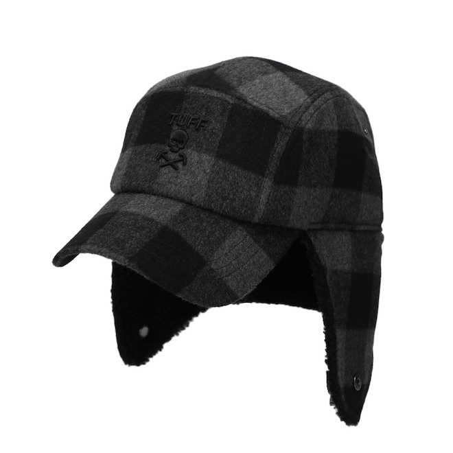 Tilley Tuff Winter Cap for Men in Charcoal and Black Plaid Wool - Large/X-Large