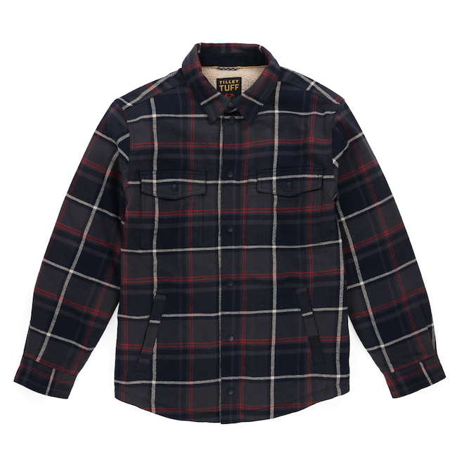 Tilley Tuff Shacket for Men in Grey Slate Cotton Lined Fleece - X-Large