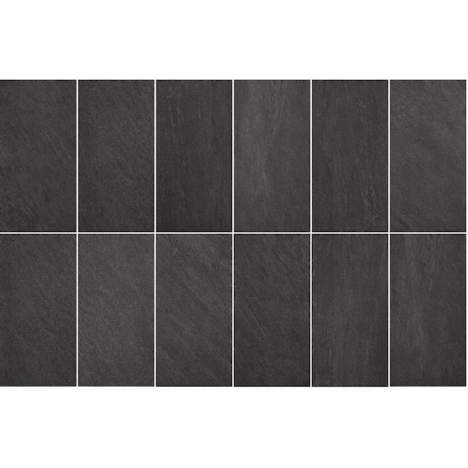ALLEN + ROTH Galvano Charcoal Porcelain Granite Floor and Wall Tile
