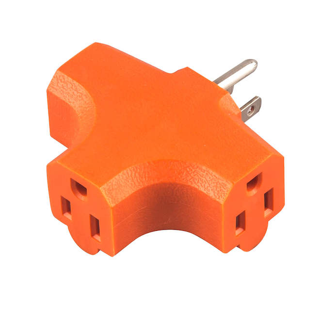RONA Wall Plug Adapter 3 Outlets Heavy Duty - Orange