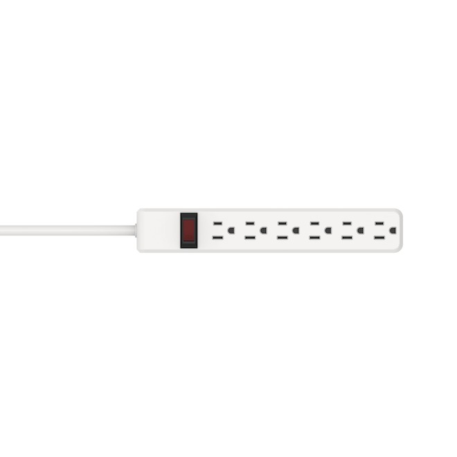 RONA Power Strip 4-ft with 6 Outlets and Circuit Breaker Switch - White
