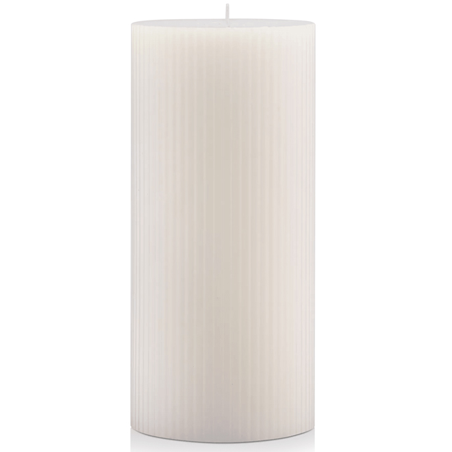 Bouclair 8 x 15 cm White Ribbed Candle
