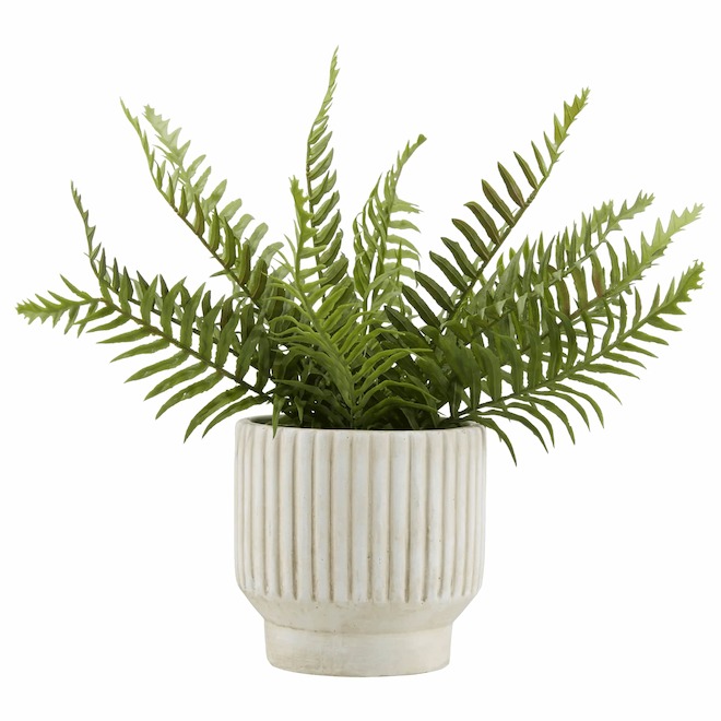 Bouclair 30-cm Dia. Off-White Ceramic Potted Artificial Fern