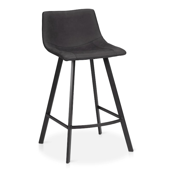 Bouclair 2-Pack 34.75-in Black Faux Leather Bar Stool