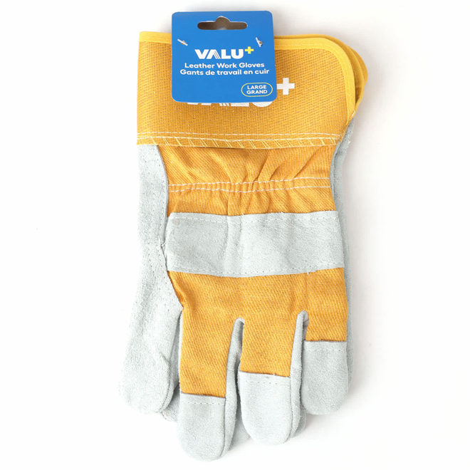 Gants de travail VALU+ en cuir et coton, grand