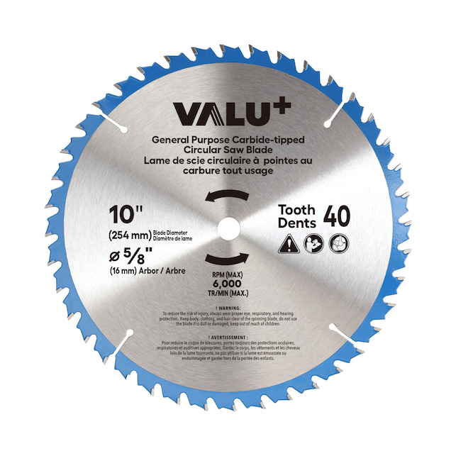 VALU+ 10-in Dry Cut Framing Circular Saw Blade - 40T