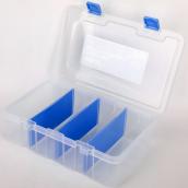 VALU+ 13.1 x 8.5 x 3.5-in 4-Compartment Plastic Storage Box - Clear/Blue