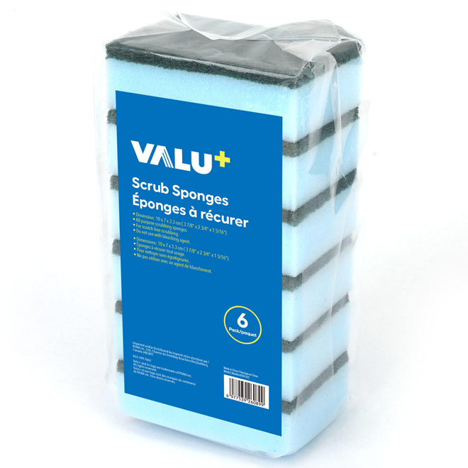 VALU+ 6-Pack All-Purpose Blue Poly Foam Scrub Sponge
