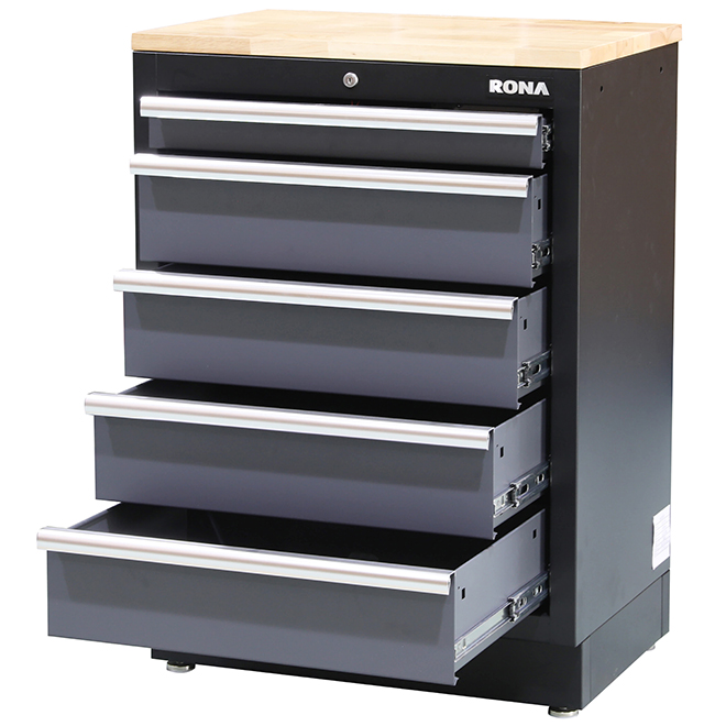 RONA 5-Drawer Garage Cabinet Grey Steel 26.79 x 35.85 x 18.05-in