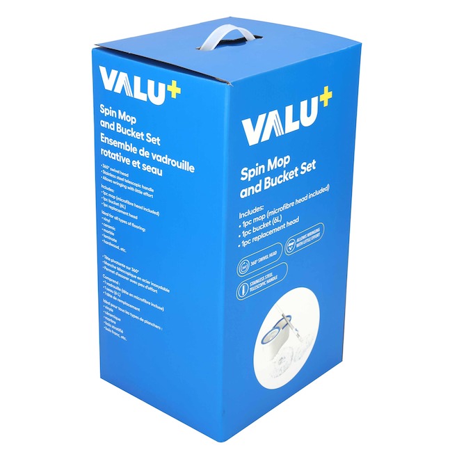 VALU+ Spin Mop Kit with Pail and Replacement Head - 6 L JSM-123A