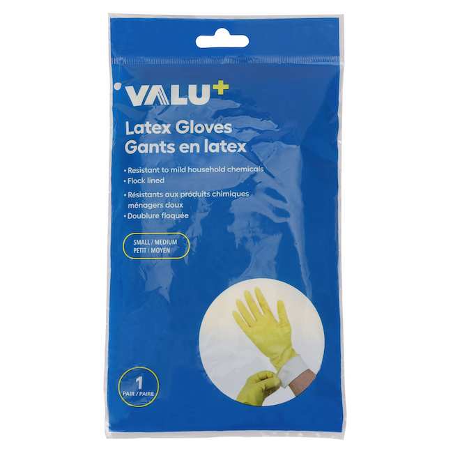 VALU+ Latex Gloves Size Small/Medium - Yellow
