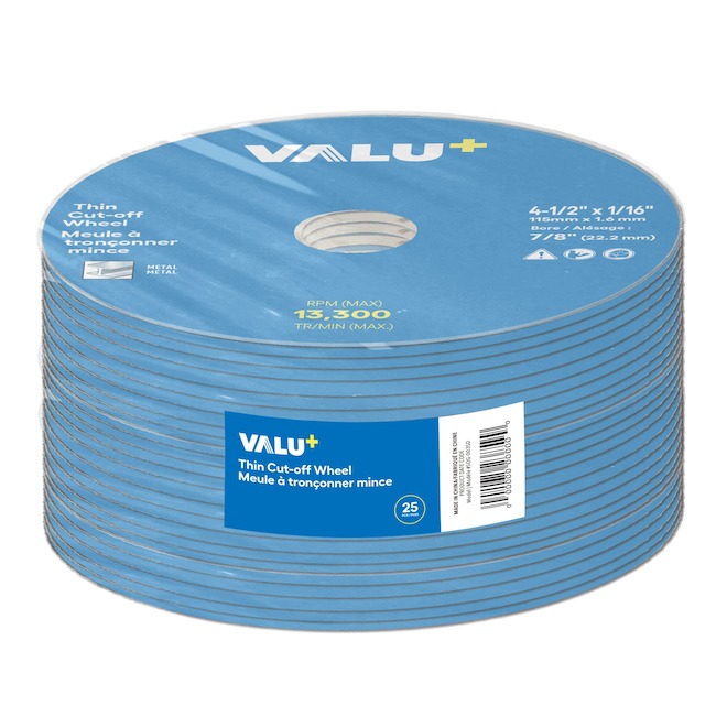 VALU+ Cutting Wheel Thin 4 1/2 x 1/16-in - Pack of 25