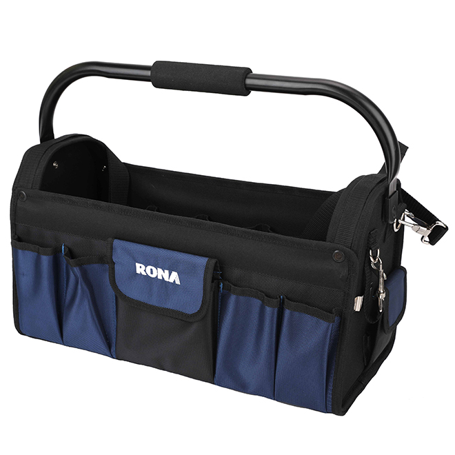 Rona Open Tool Bag w/ 50 Pockets - Black/Blue