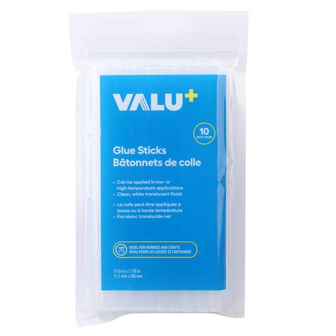 VALU+ Glue Sticks Clear 7/16 x 7 7/8-in - Pack of 10