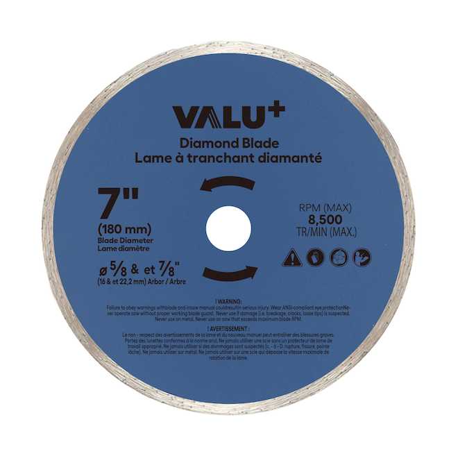 VALU+ Diamond Blade 7-in for 5/8 and 7/8-in Arbor