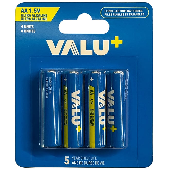 Rust Valu Battery Small VALU+ Alkaline Batteries AA - Pack of 4 7151-4PK | RONA