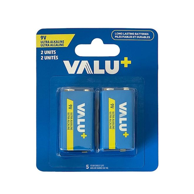 VALU+ Ultra Alkaline 9V Batteries - Pack of 2