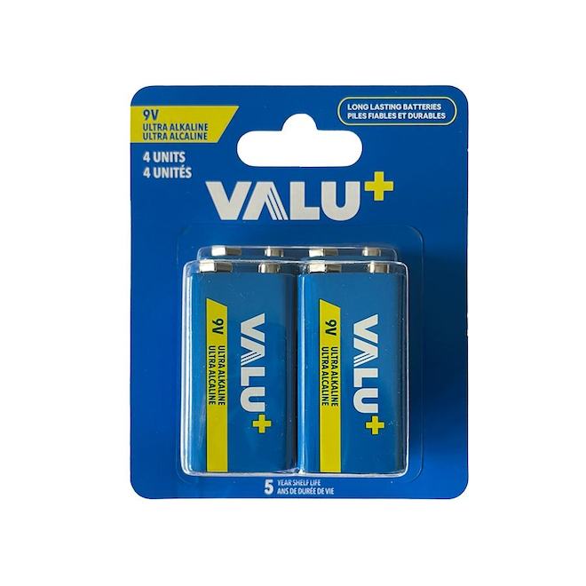 VALU+ Ultra Alkaline 9V Batteries - Pack of 4