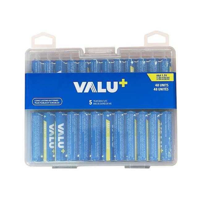 VALU+ Ultra Alkaline AAA Batteries 1.5-V - Pack of 48