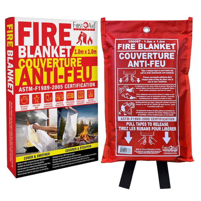 First Aid Central Fire Blanket Compact and Wall-Mounted - 40 x 40-in