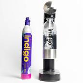 Indigo Sparkling Water Machine with Reusable Bottle and Single Cylinder - Black and Brushed Aluminum