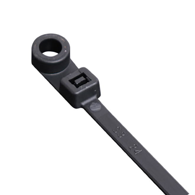 VALU+ Cable Ties in Black Nylon 8-in with Mounting Head - Pack of 100