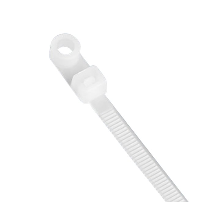 VALU+ Cable Ties in White Nylon 8-in with Mounting Head - Pack of 100