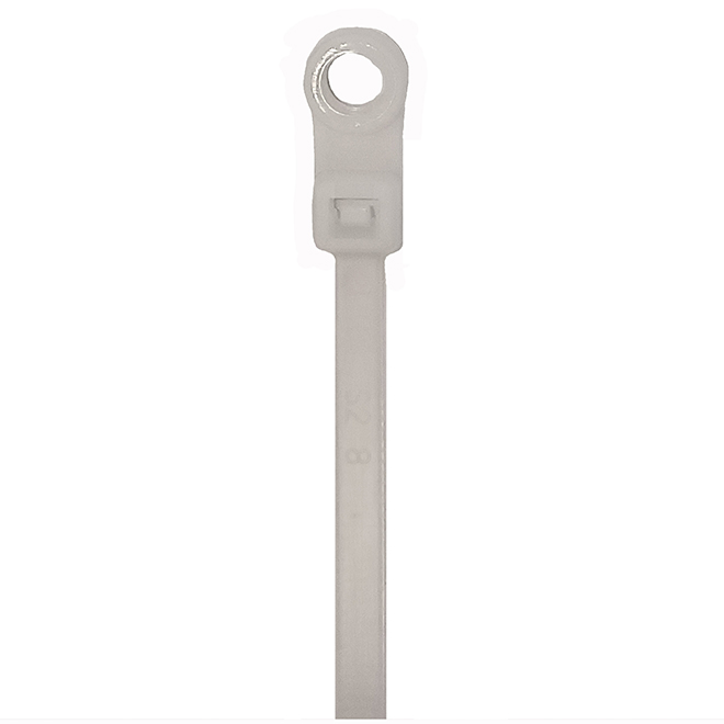 VALU+ Cable Ties in White Nylon 8-in with Mounting Head - Pack of 100