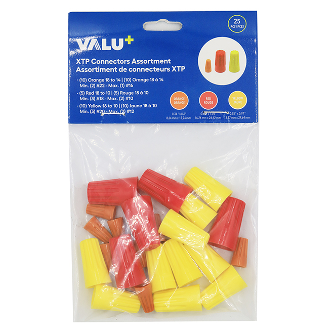 VALU+ XTP Wire Connectors Assortment in Assorted Colours - Pack of 25