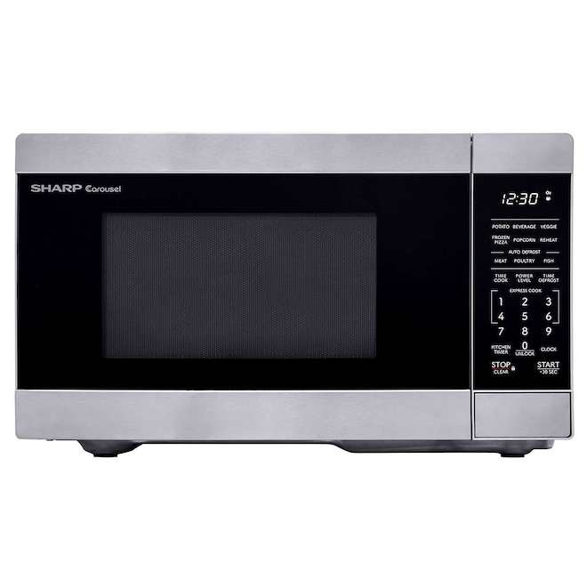 SHARP Carousel Compact Countertop Microwave 18.6-in 0.9-cu.ft. - Stainless Steel