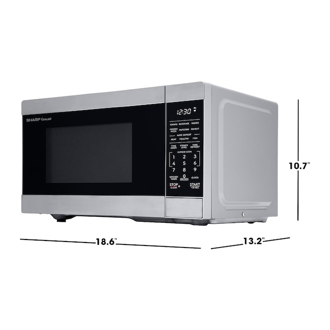 SHARP Carousel Compact Countertop Microwave 18.6-in 0.9-cu.ft. - Stainless Steel