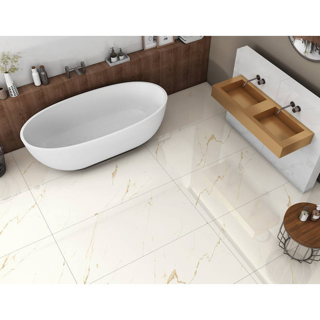 Carreaux de porcelaine polies Calacatta Exquisite Aritz Surfaces 24 x 48 po, boîte de 2