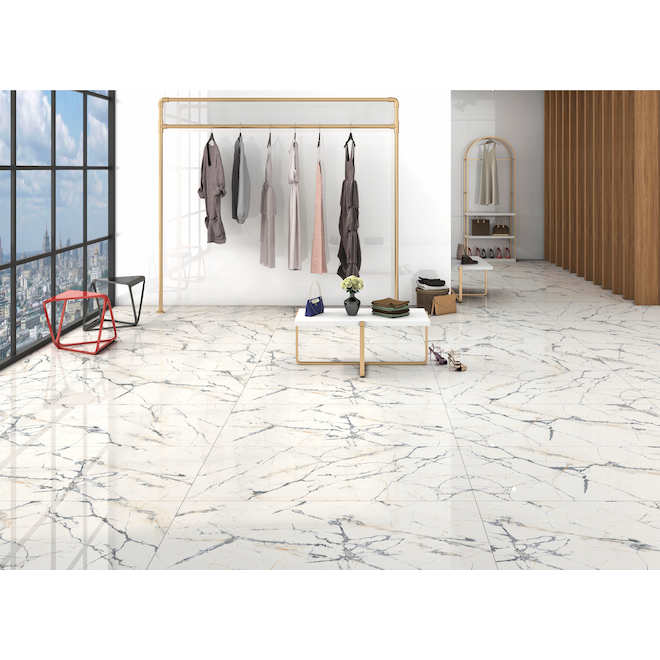 Aritz Surfaces Calacatta Fusion Polished Porcelain Tiles 24 x 48-in - Box of 2